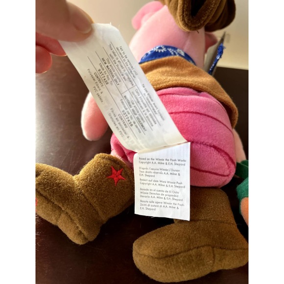 Vintage Disney Store Cowboy Piglet 8" Mini Bean Plush Halloween Winnie The Pooh - Picture 10 of 11